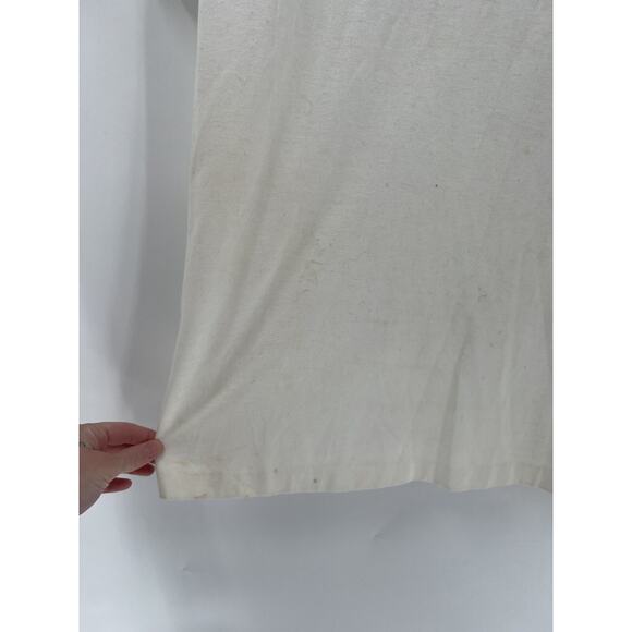 Special F/X Vintage Blouse Womens XL White Denim Beaded Neckline V Neck Studded - Picture 10 of 16